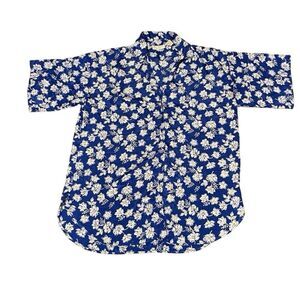 Vintage Victoria’s Secret Short Sleeve Gold Label Floral Pajama Top Blue White S